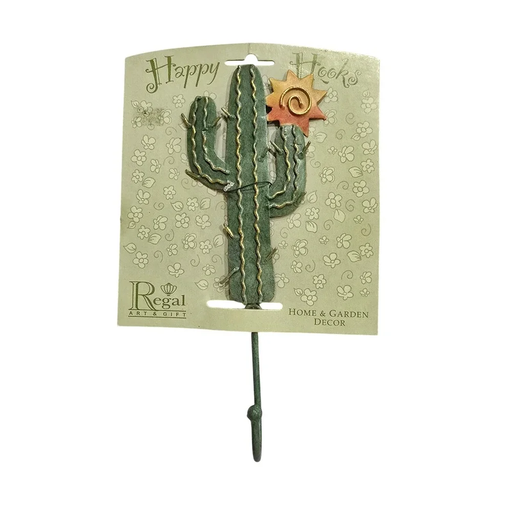 Regal Art & Gift Cactus Happy Hook Metal Wall Decor Saguaro Sun Green F118 NEW